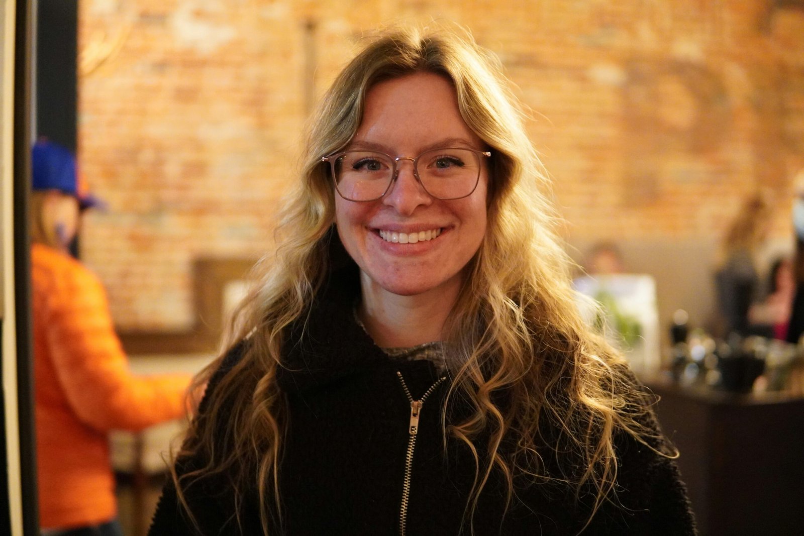 a woman with long hair